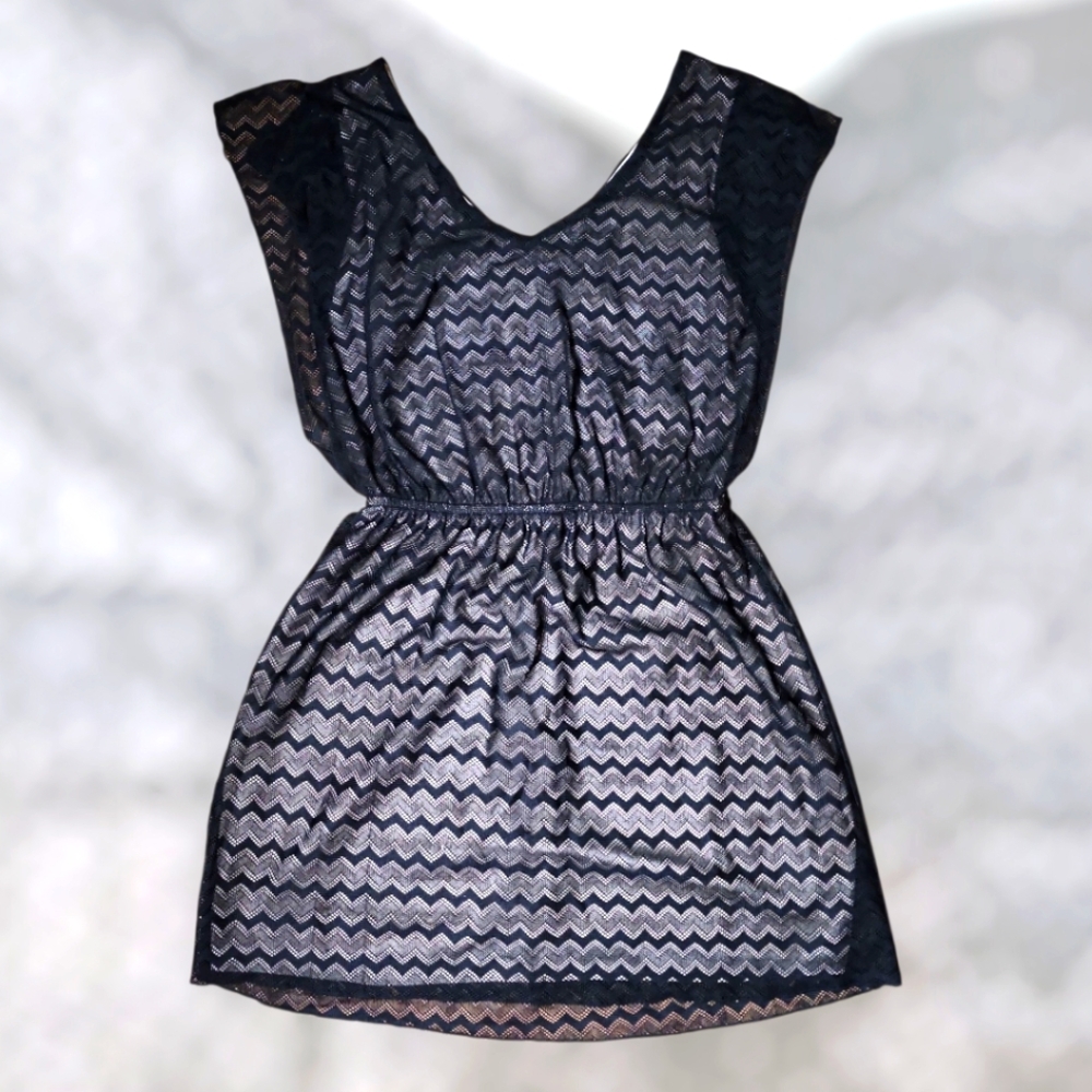 Speechless Black Chevron Mesh Dress – NWT – Size XL